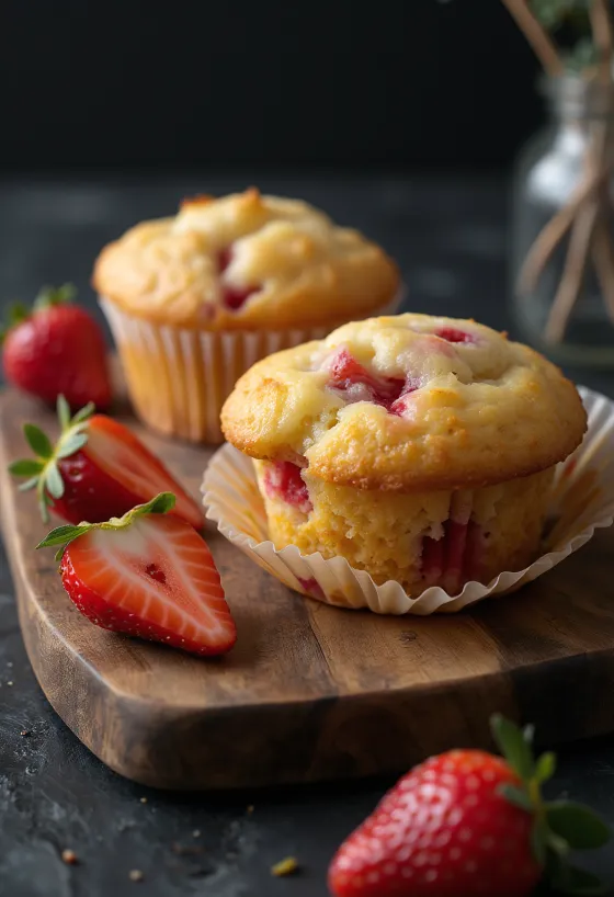 Servis edilmiş Çilekli Cupcake