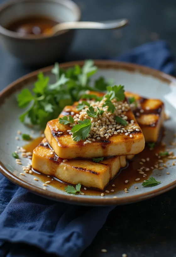 Zencefil soslu ızgara tofu