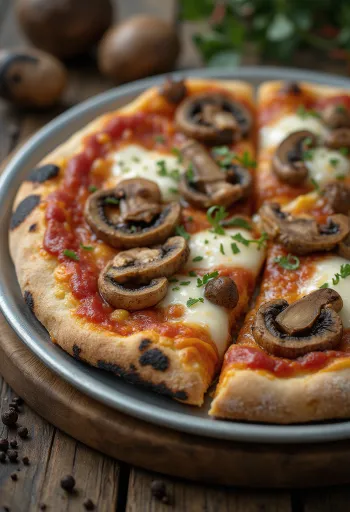 Orman mantarlı ve mozzarellalı Pizza ai Funghi di Bosco