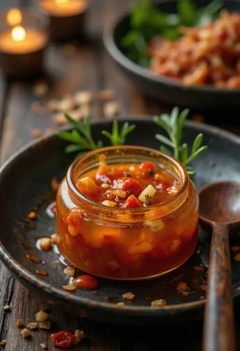 Servis edilmiş tatlı biber sosu