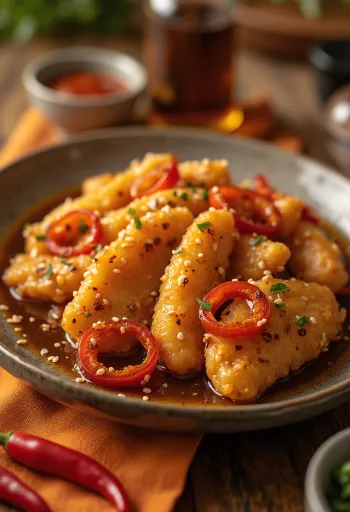 Demirhindi soslu ve susamlı Sarımsaklı Tangsuyuk tavuk eti