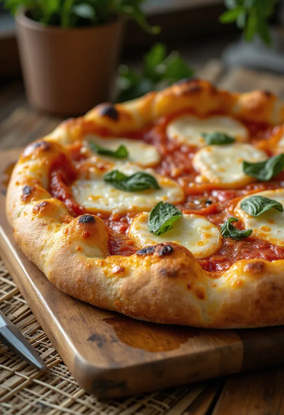 Kalın hamurlu ve mozzarella peynirli Pizza al Taglio