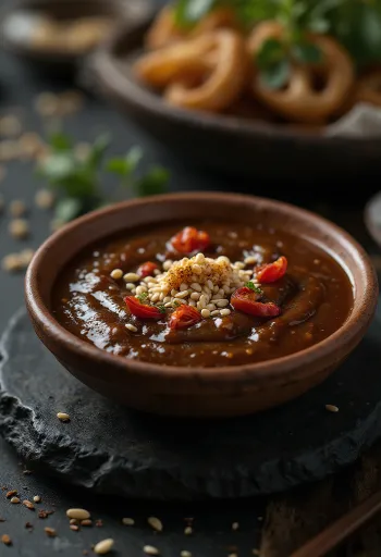 Taze sebzelerle servis edilmiş demirhindi sosu