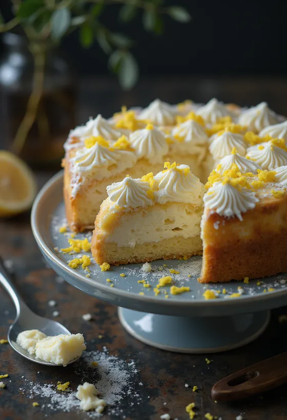 Pudra şekeri serpilmiş klasik lor peynirli pasta