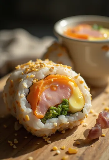 Sebzeli ve ton balıklı Woo Young Woo gimbap Kore yemeği