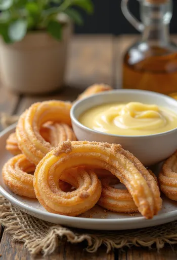 Çikolata sosuyla servis edilmiş churros
