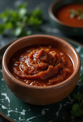 Izgara yemeklerle servis edilen Berbere baharat sosu