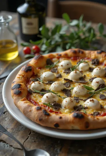 Trüf mantarı ve İtalyan peynirleriyle Pizza al Tartufo