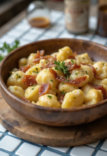 Koyun peynirli ve nar gibi kızarmış pastırma küpleriyle Sztrapacska