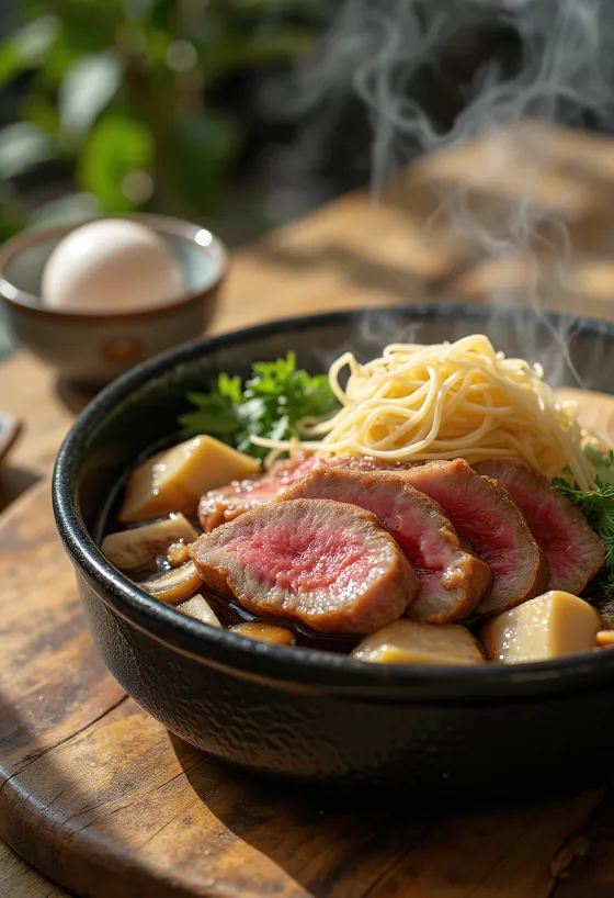 Bir Japon hot pot yemeği olan Beef Sukiyaki