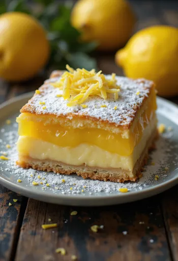 Pudra şekeriyle süslenmiş limonlu dilim
