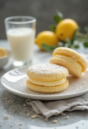 Servis edilmiş limonlu ve vanilyalı linzer