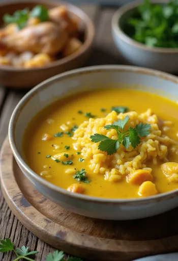 Tavuklu Mulligatawny çorbası servisi