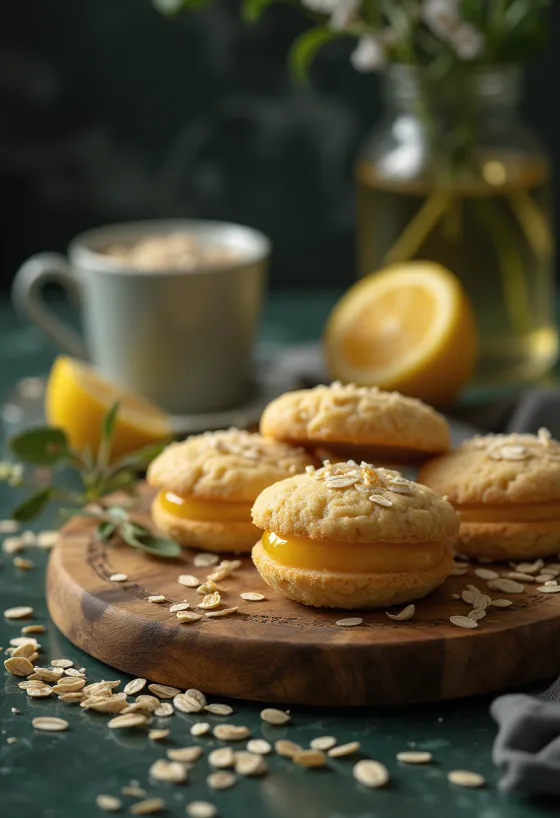 Servis edilmiş limonlu ve yulaflı linzer