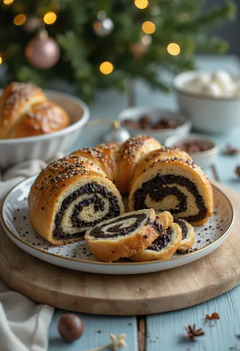 Altın sarısı kabuklu haşhaşlı rulo çörek