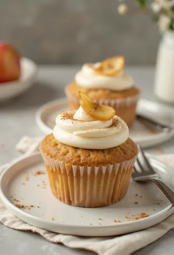 Elmalı cupcake sunumu