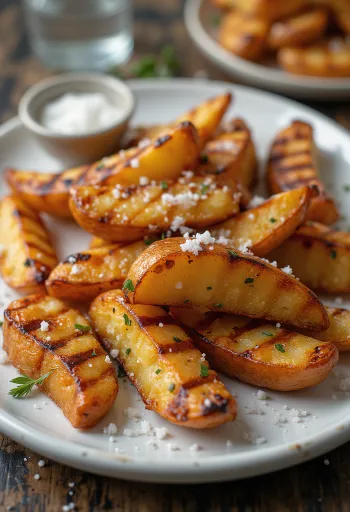 Servis edilmiş BBQ baharatlı ızgara patates