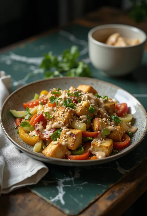 Tahinli wok tofu