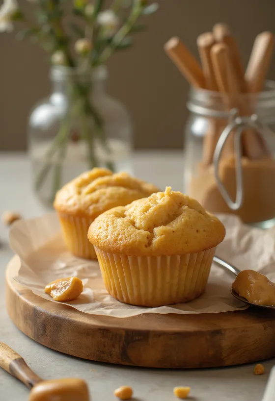 Servis edilmiş Fıstık Ezmeli Cupcake