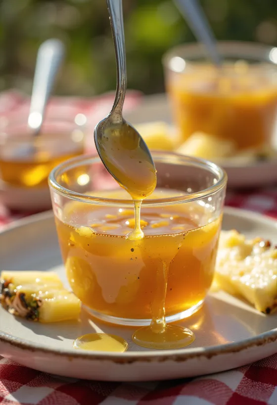 Ananaslı ballı sos sunumu