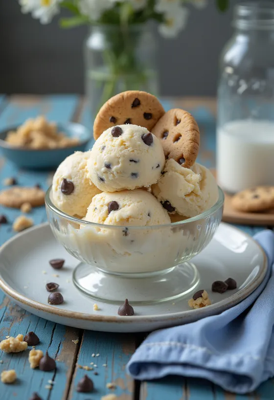 Ben & Jerry’s Cookie Dough dondurması, kurabiye parçaları ve çikolata ile
