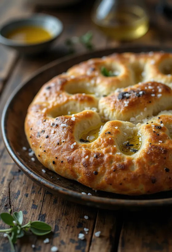 Servis edilmiş Tam Buğday Unlu Focaccia