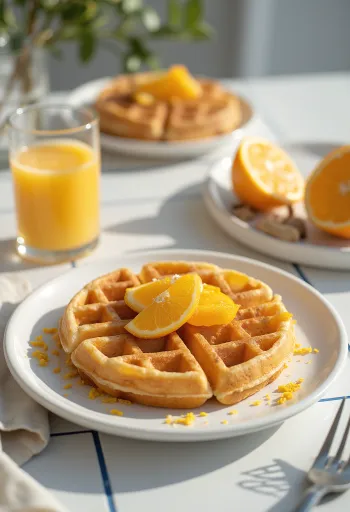 Servis edilmiş zencefilli ve portakallı waffle