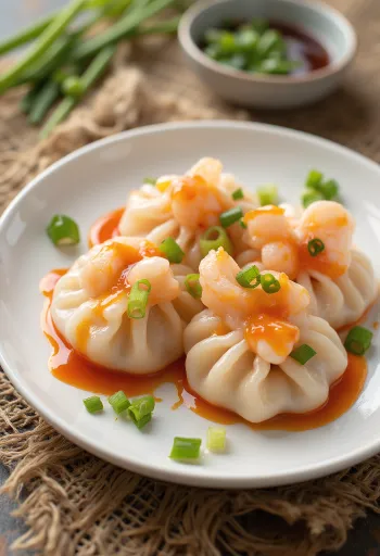 Taze kişniş ile bir tabakta sunulan Chili Soslu Bánh Bột Lọc