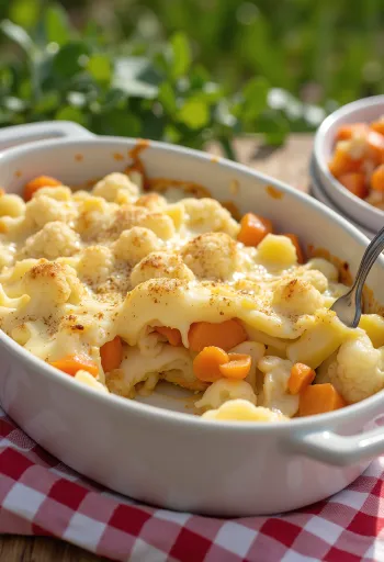 Fırında karnabaharlı sebze servis edilmiş