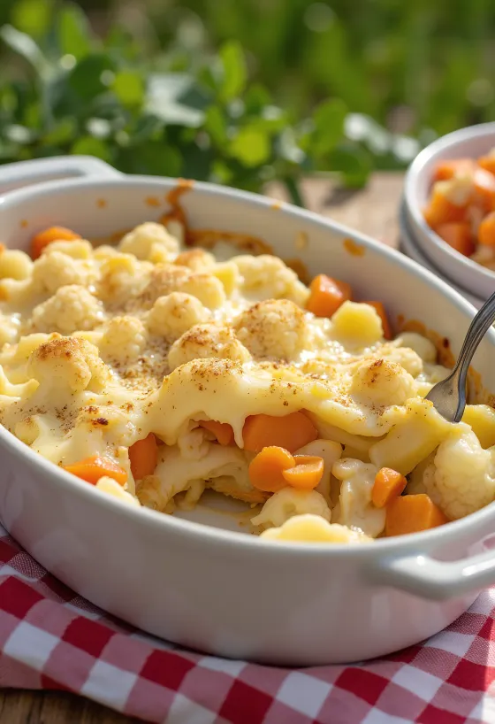 Fırında karnabaharlı sebze servis edilmiş