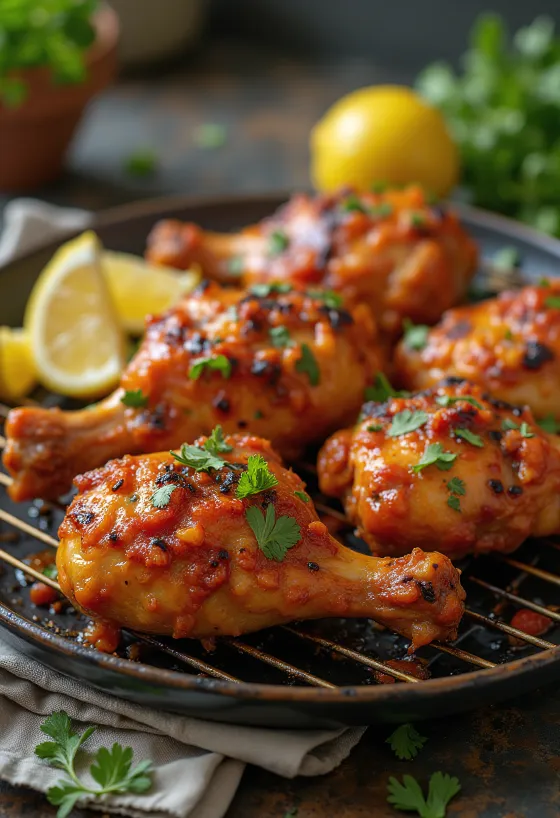 Peri-Peri Tavuk, kişniş ve limonla pişmiş baharatlı tavuk