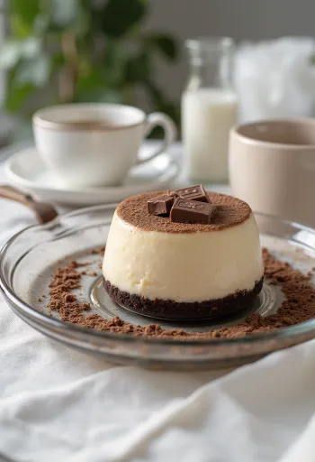 Dilimlerle servis edilen kahveli panna cotta pasta