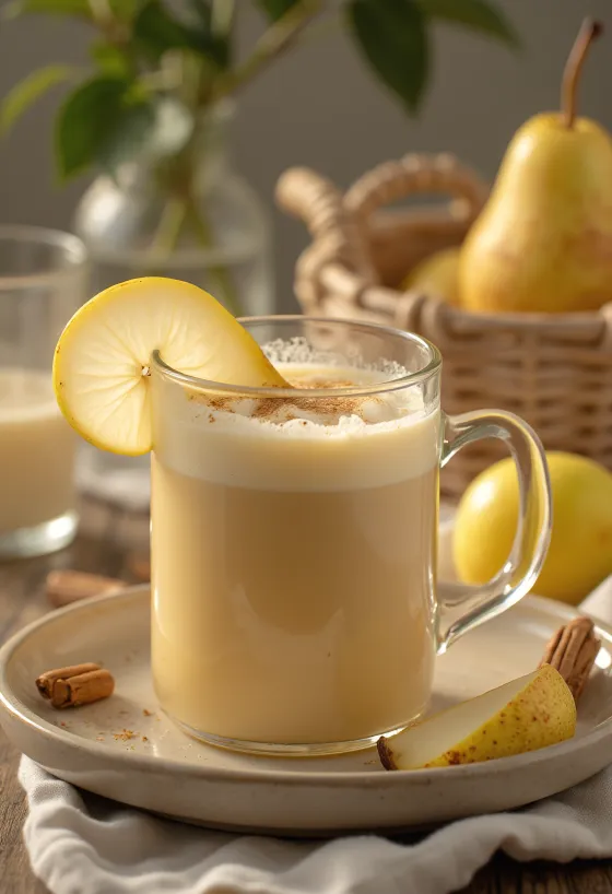 Bardakta servis edilen armutlu kremalı cider