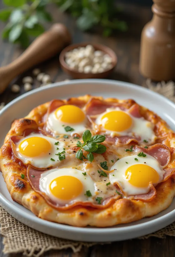Yumurta ve jambonlu Pizza Bismark