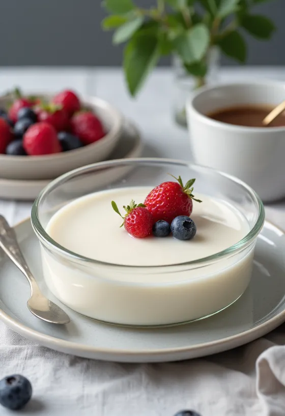 Servis edilmiş şekersiz panna cotta