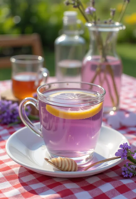 Taze servis edilmiş lavanta çayı