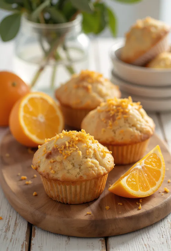 Altın sarısı sunumlu tarçınlı portakallı muffin