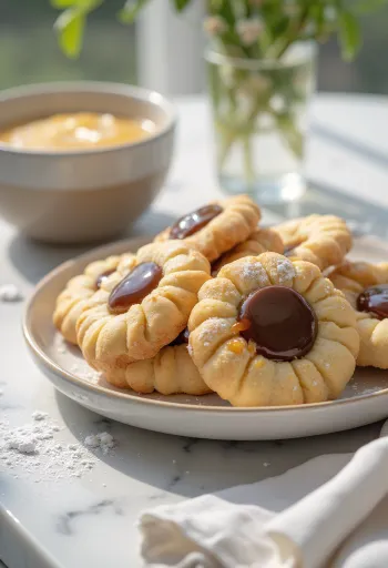 Tabakta servis edilen karamelli linzer