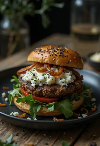 Servis edilmiş Mavi Peynirli Burger