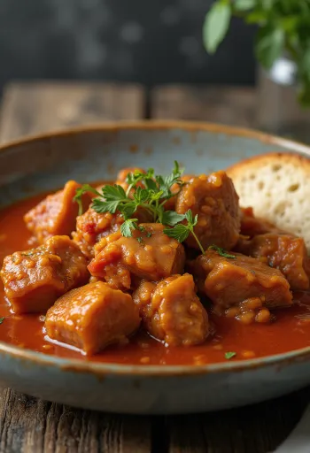 Patates ve taze maydanozla servis edilen domuz yahnisi