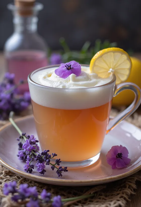 Bardakta servis edilen lavantalı cider