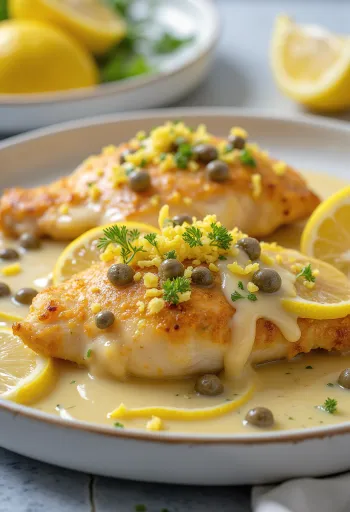 Limonlu Piccata, kapari soslu limonlu tavuk göğsü