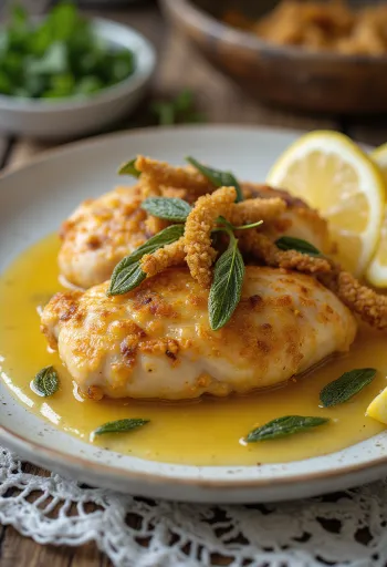 Çıtır derili ve taze yeşilliklerle servis edilen adaçaylı tavuk