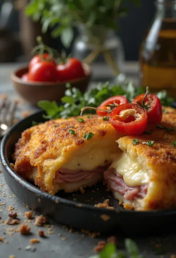 Patates kızartması ve limonla servis edilen Cachopo