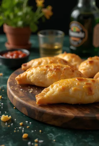 Şili usulü peynirli empanada, nefis peynir dolgulu, altın rengi hamurda