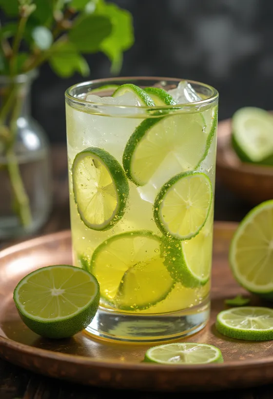 Bardakta servis edilen misket limonlu naneli cider