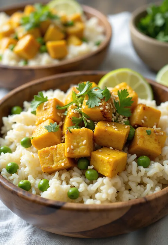 Körili tofu ile karnabahar pilavı