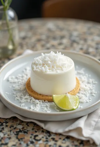 Şık sunumlu Hindistan cevizli panna cotta pasta