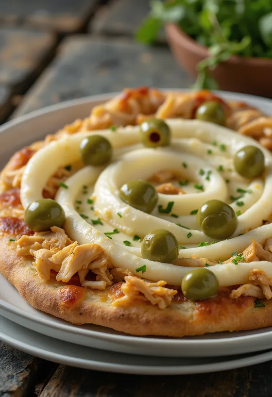 Tavuk göğsü ve krem peynirli Pizza de Frango com Catupiry