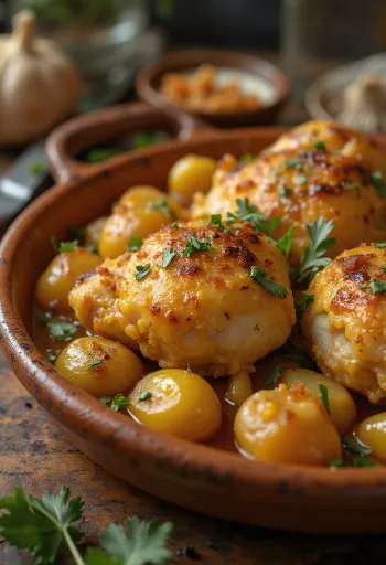 Pollo al Ajillo, beyaz şarap soslu İspanyol sarımsaklı tavuk